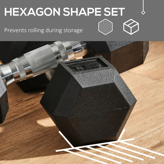 2 x 15lbs Hex Dumbbell Set of 2, Rubber Weights Exercise Fitness Dumbbell with Non-Slip Handles