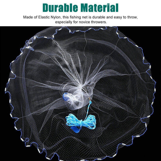 Fishing Cast Net Easy Throw Hand Cast Strong Nylon Mesh