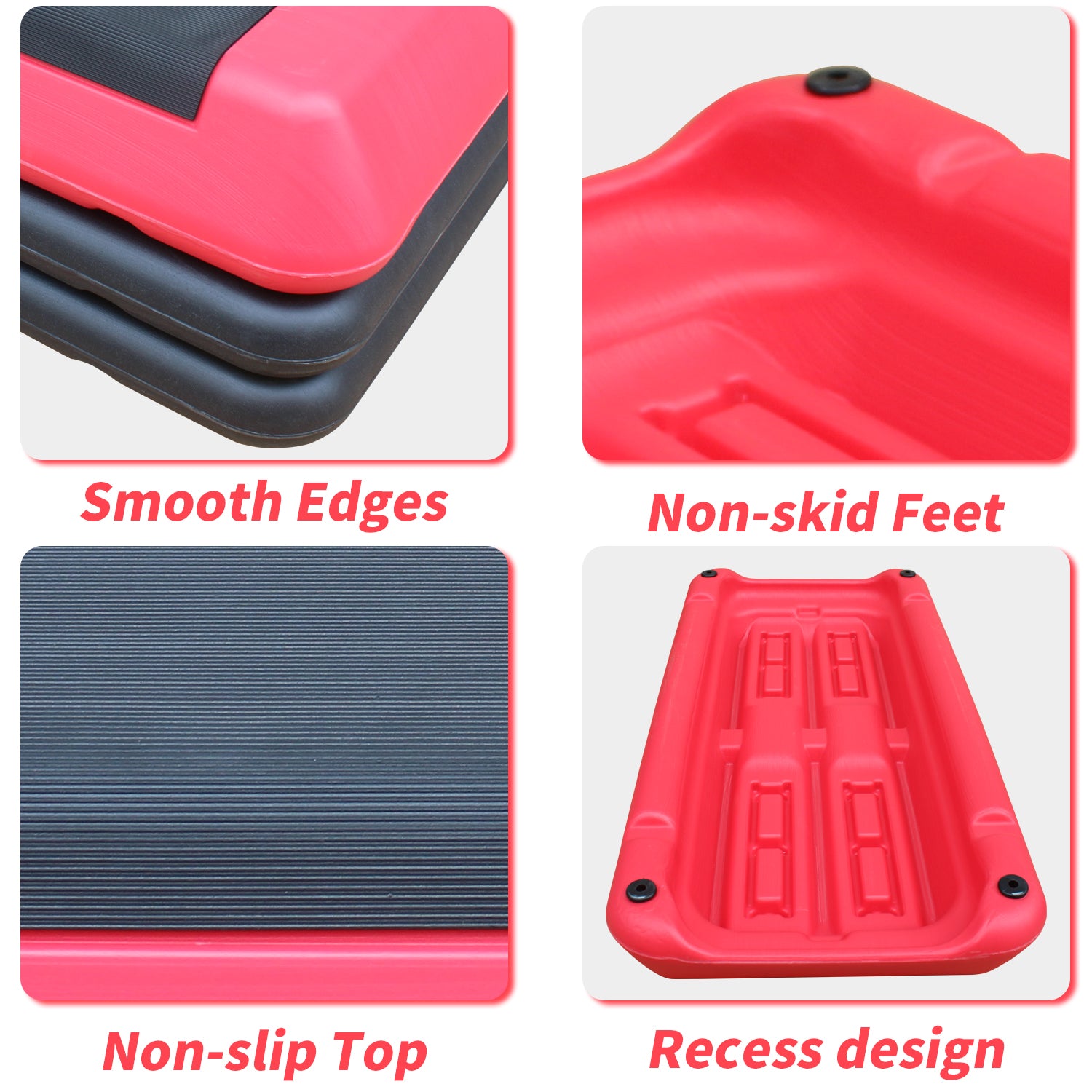Adjustable Workout Aerobic Stepper, Step Platform Trainer With 4 Risers