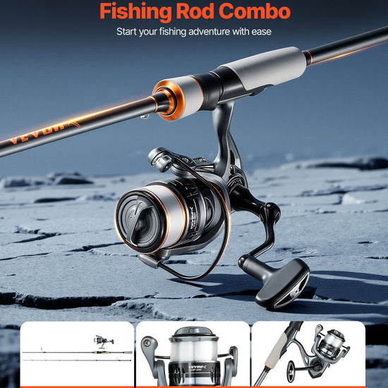 Rod And Fishing Reel Combo, IM6 Fiberglass & Carbon Fiber Spinning Rod And Reel Combo, Bass Fishing Pole With 6.5 Ft Two-Piece Rods, 6+1 Ball Bearings, Stainless Steel Guides With Ceramic Rings