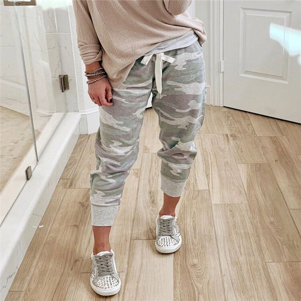 Camo print casual drawstring Jogger