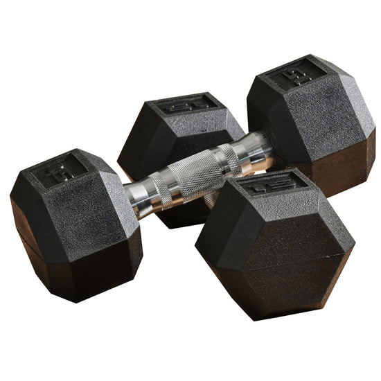 2 x 15lbs Hex Dumbbell Set of 2, Rubber Weights Exercise Fitness Dumbbell with Non-Slip Handles
