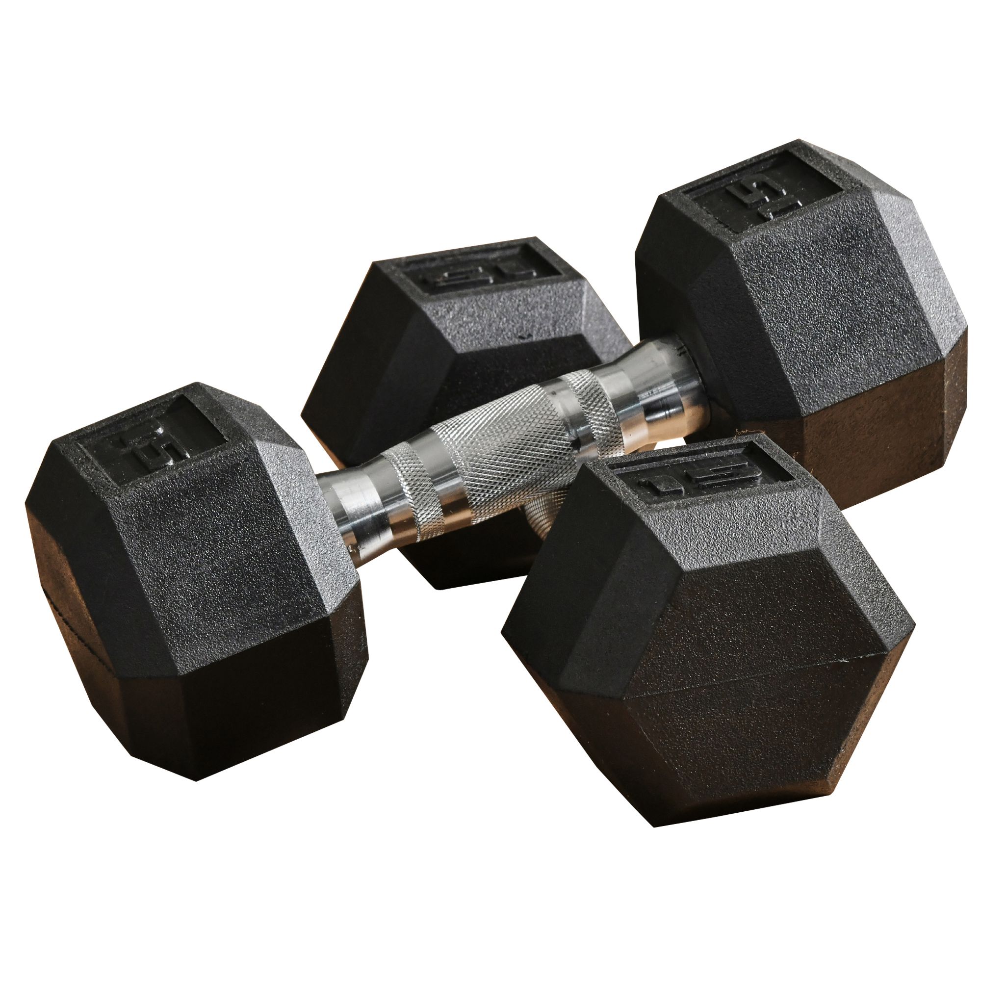 2 x 15lbs Hex Dumbbell Set of 2, Rubber Weights Exercise Fitness Dumbbell with Non-Slip Handles