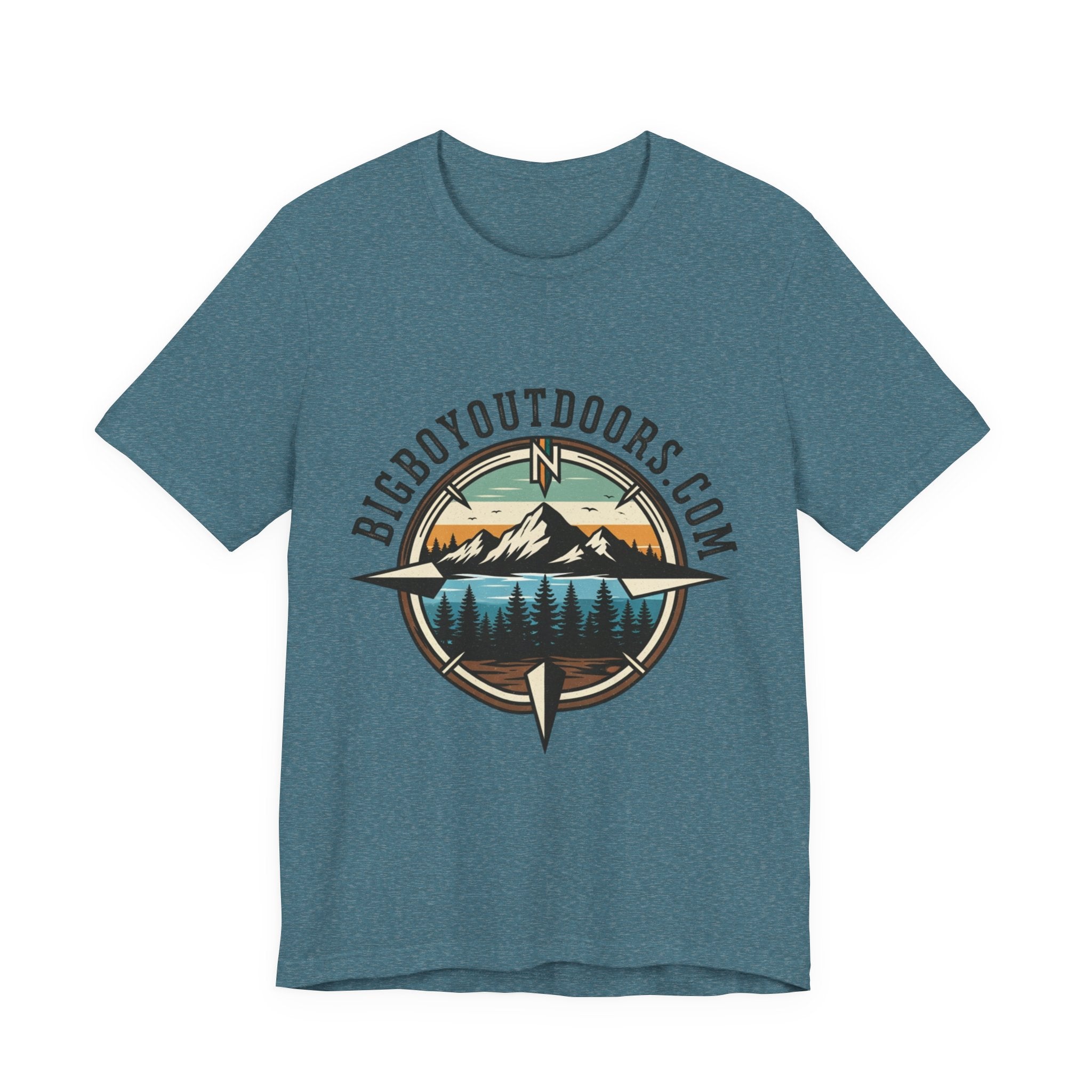 Adventure Compass T‑Shirt — BigBoyOutdoors.com Mountain & Lake Logo Tee