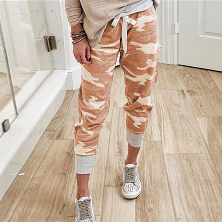 Camo print casual drawstring Jogger