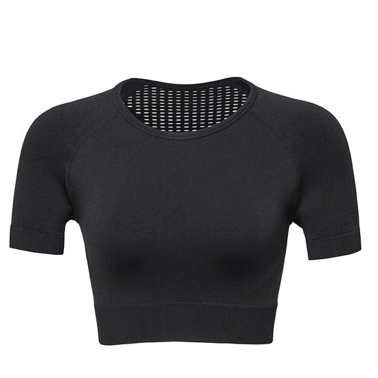 European And American Tight-Fitting Navel Fitness Short-Sleeved Breathable Stretch Sportswear