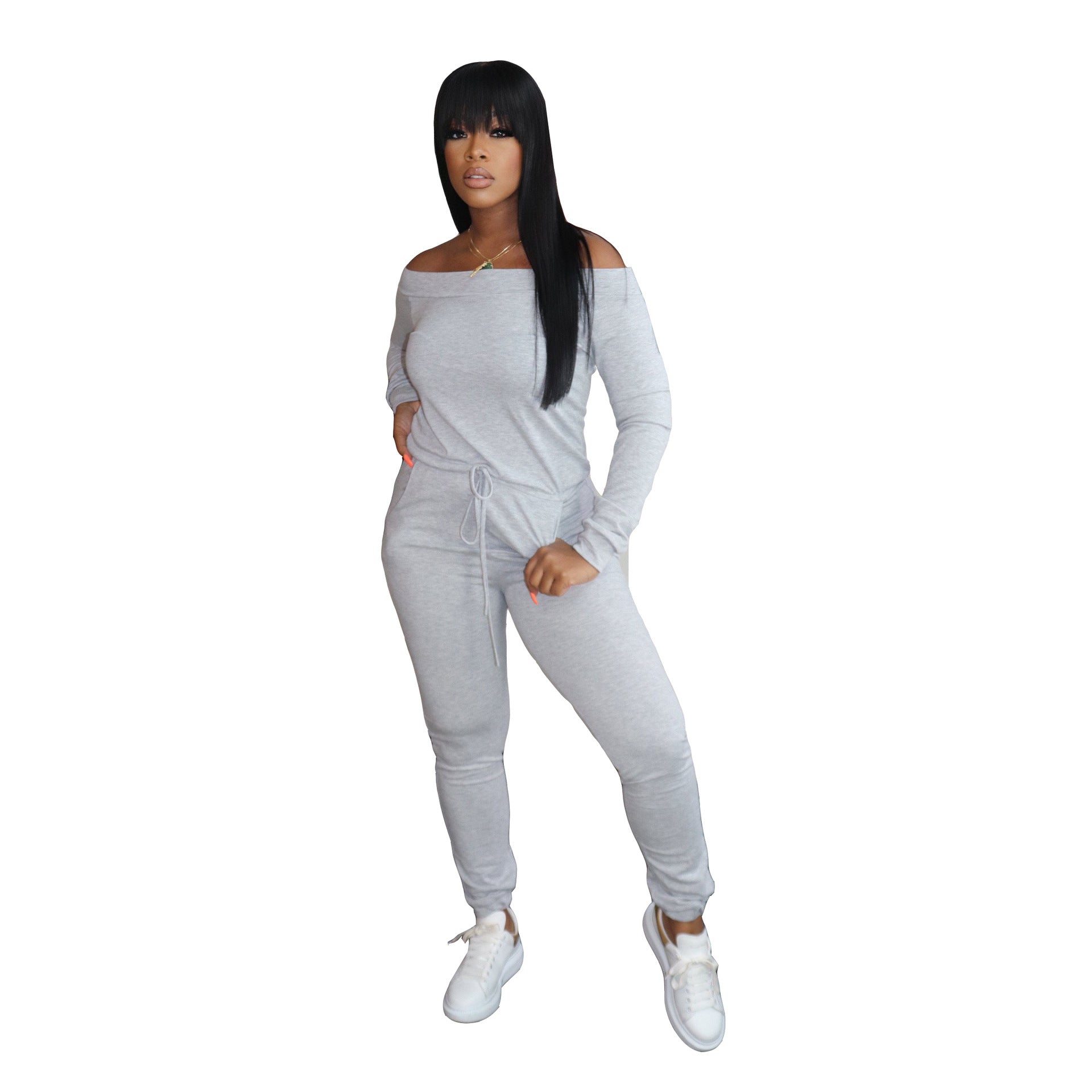 Women's Jumpsuit One-shoulder Long Sleeves