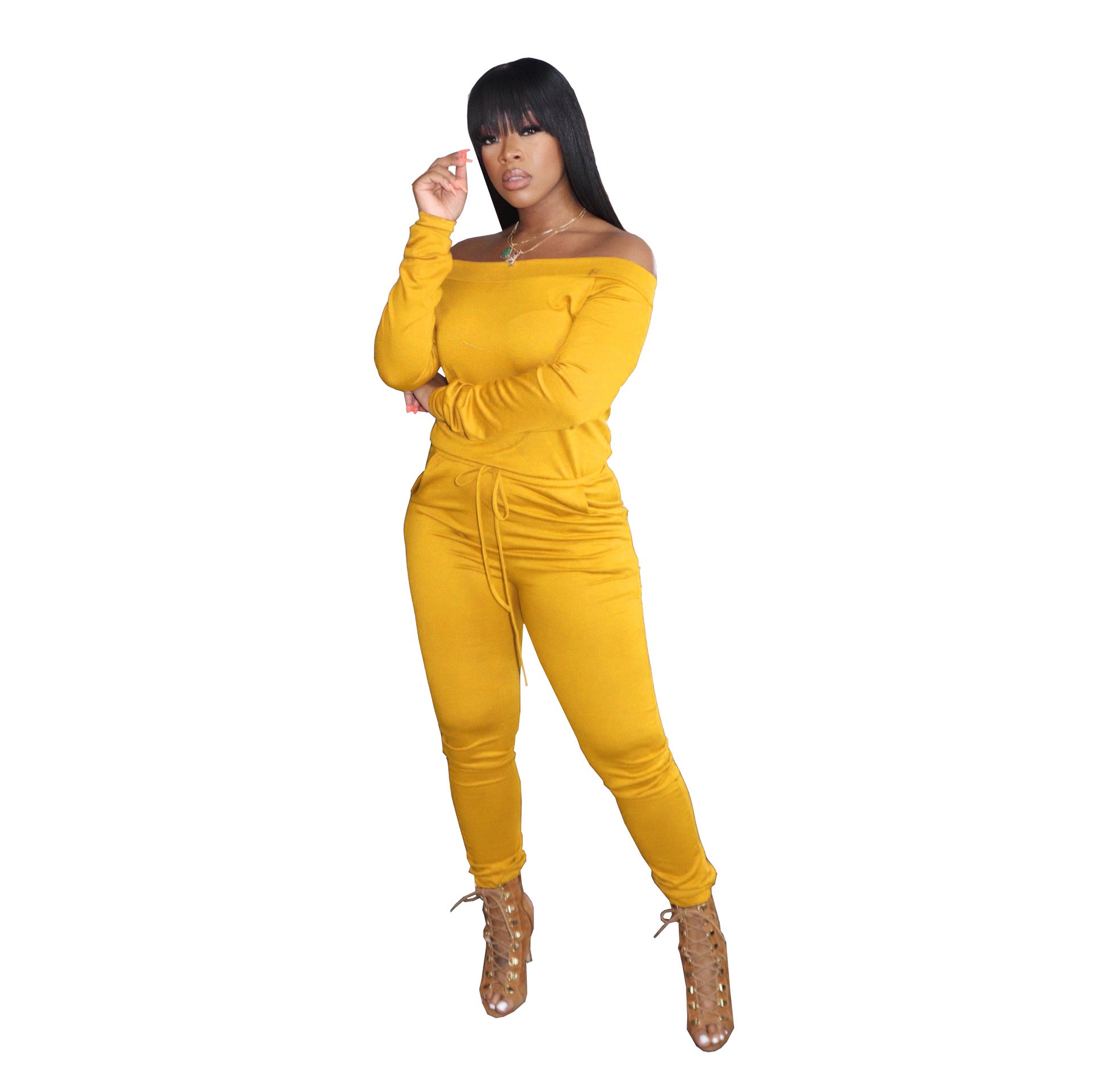Women's Jumpsuit One-shoulder Long Sleeves