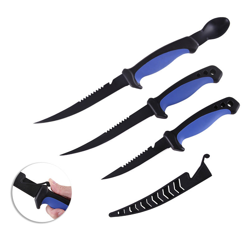 Stainless Steel Back Tooth Phosphorus Fishing Knife & Cover