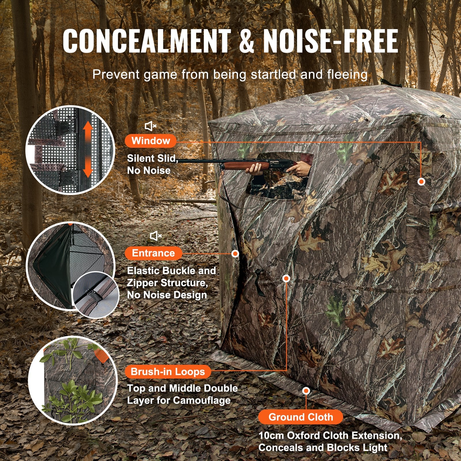 Hunting Blind, 270° See Through Ground Blind, 2-3 Person Pop Up Deer Blind For Hunting With Carrying Bag, Portable Resilient Hunting Tent, One-Way See-Through Mesh For Turkey And Deer Hunting