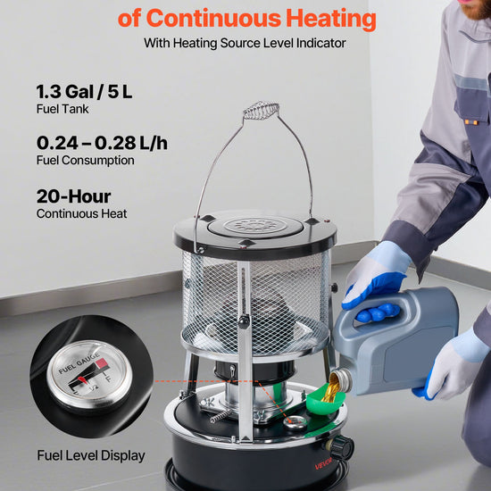9000 BTU Portable Kerosene Heater & Stove, 2 In 1 Non-Electric Indoor Outdoor Heater With Adjustable Height & Flame & Easy Storage,for Camping, Hunting, Cooking, Home, Garage, Black