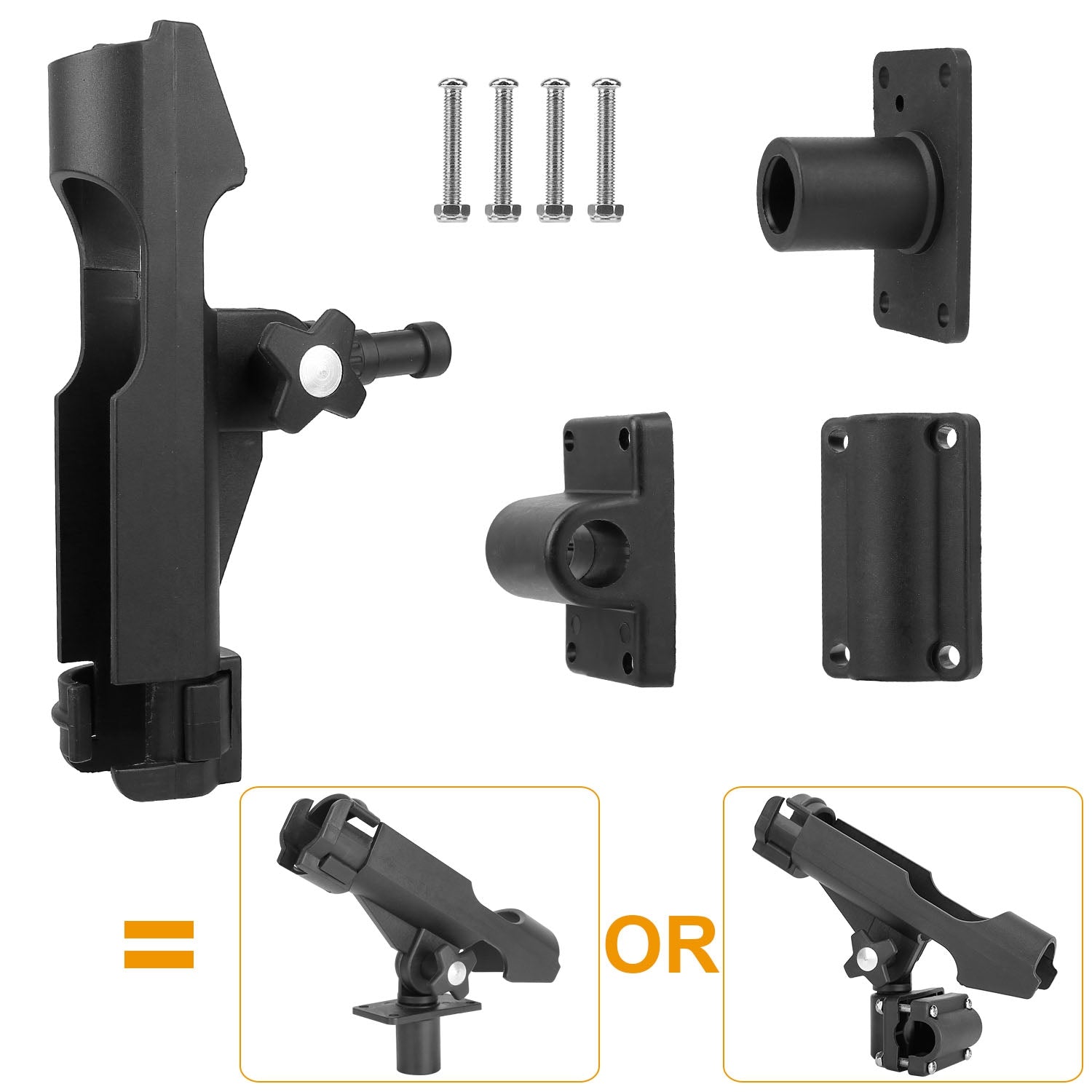 1Pc Boat Fishing Pole Rod Holder 360Degree Rotatable Kayak Side Rail Mount Adjustable Folding Rod Holder With Large Clamp Rod Not Included
