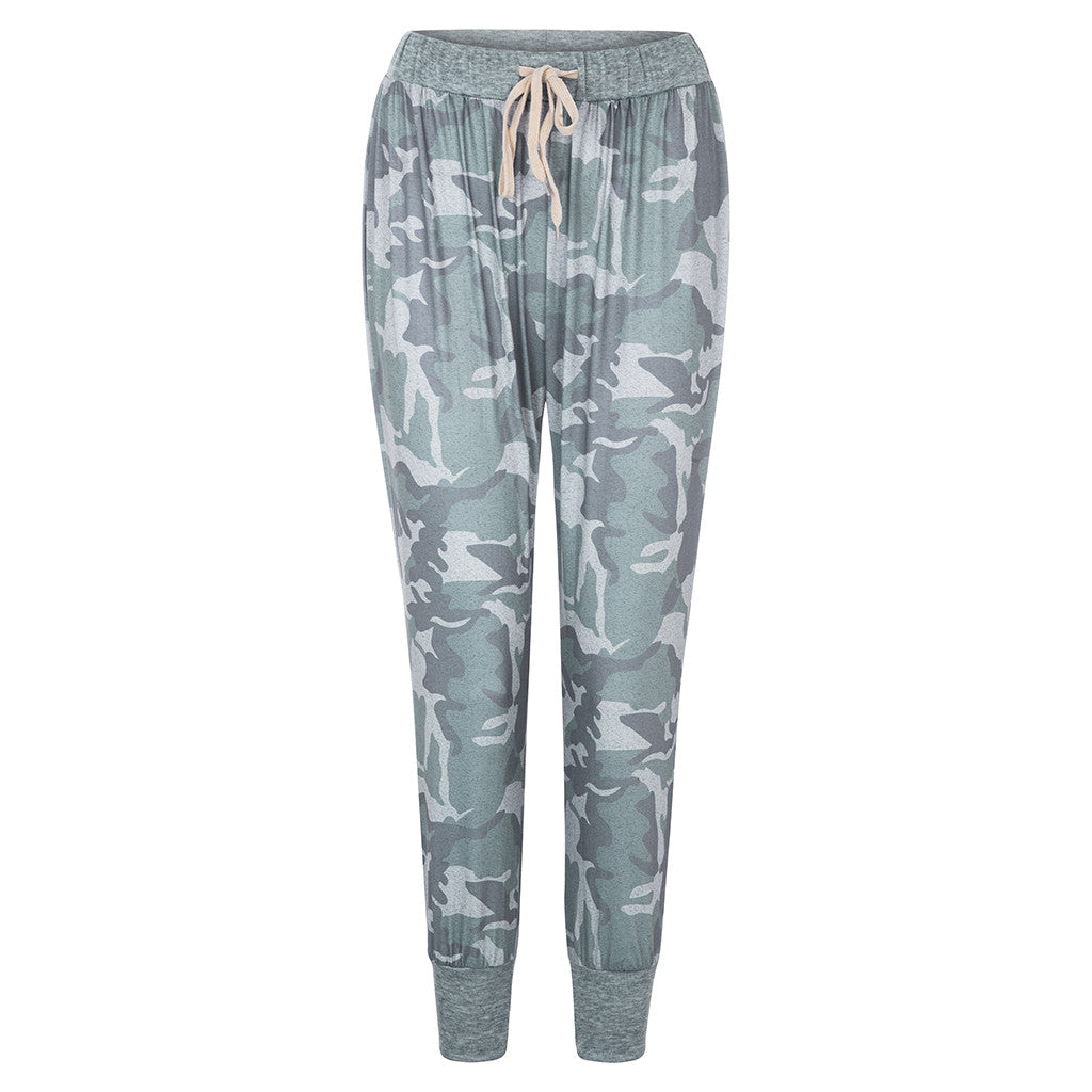 Camo print casual drawstring Jogger