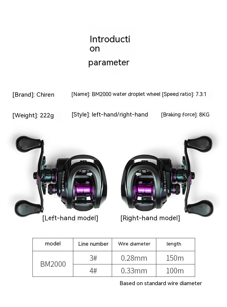 Colorful Strong Magnetic Brake Water Drop Fishing Reel