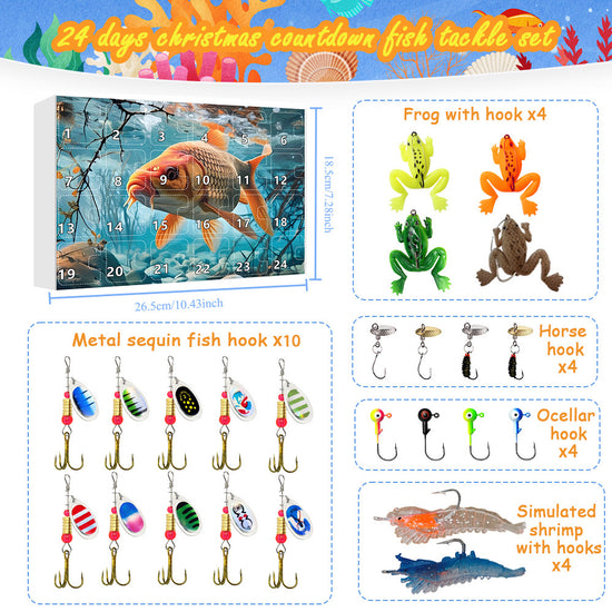 24 Countdown Advent Christmas Fishing Set