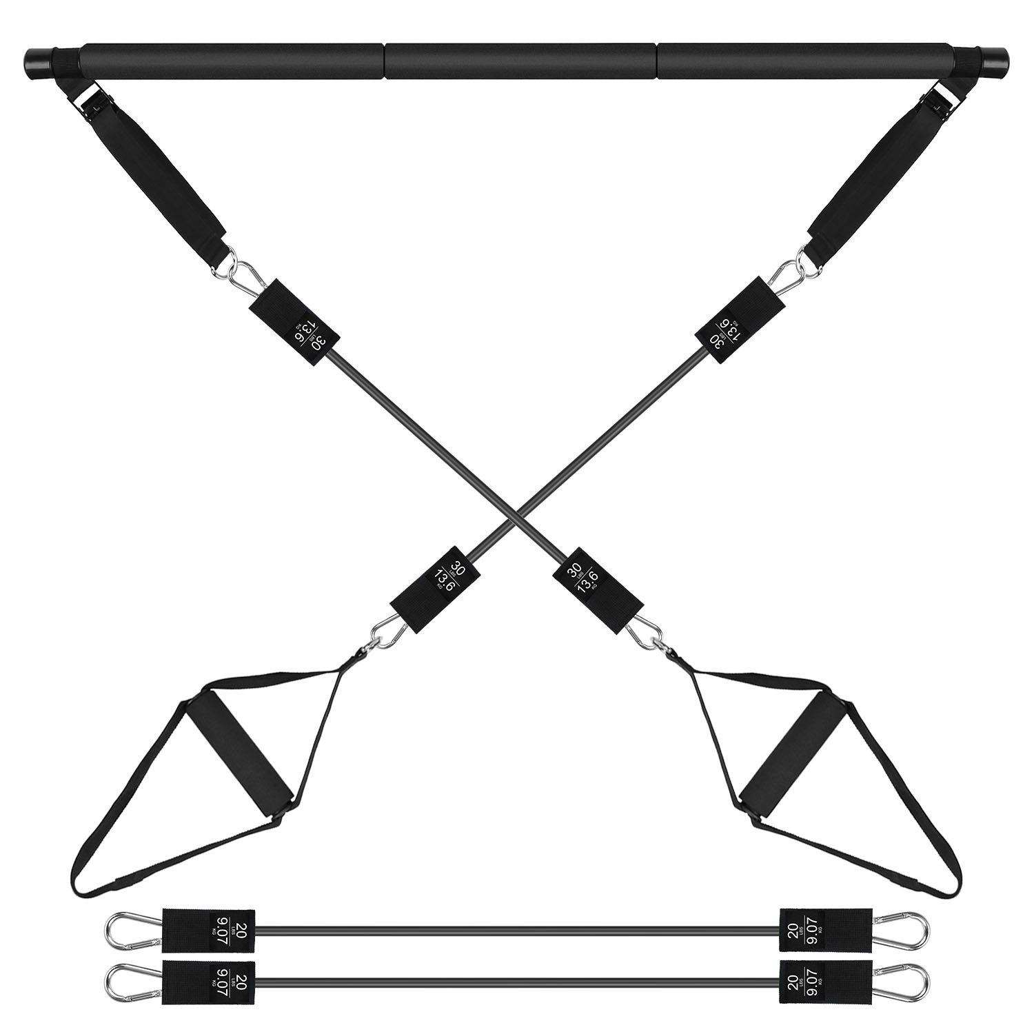 100LBS OR 180LBS Band Options - 1Pc Pilates Bar Kit Multifunctional Pilates Yoga Toning Bar Full Body Exercise Equipment Set