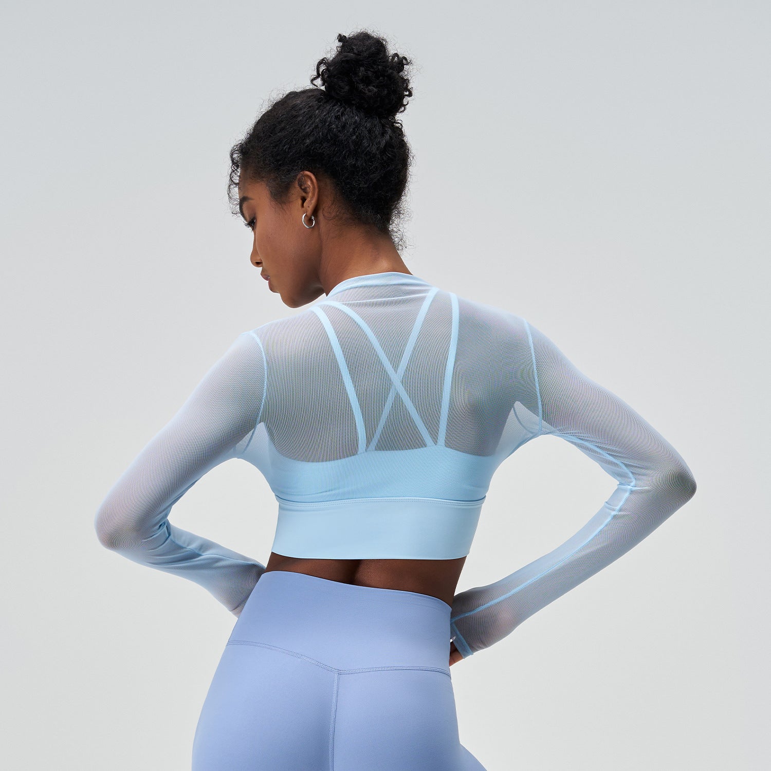Exercise Mesh Slimming T-shirt Round Neck Quick-drying Thin Long Sleeve