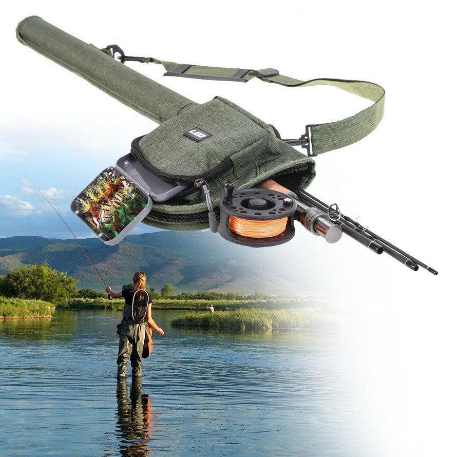 Canvas Portable Fly Fishing Rod, Bag, and Reel Combo With Carry Case