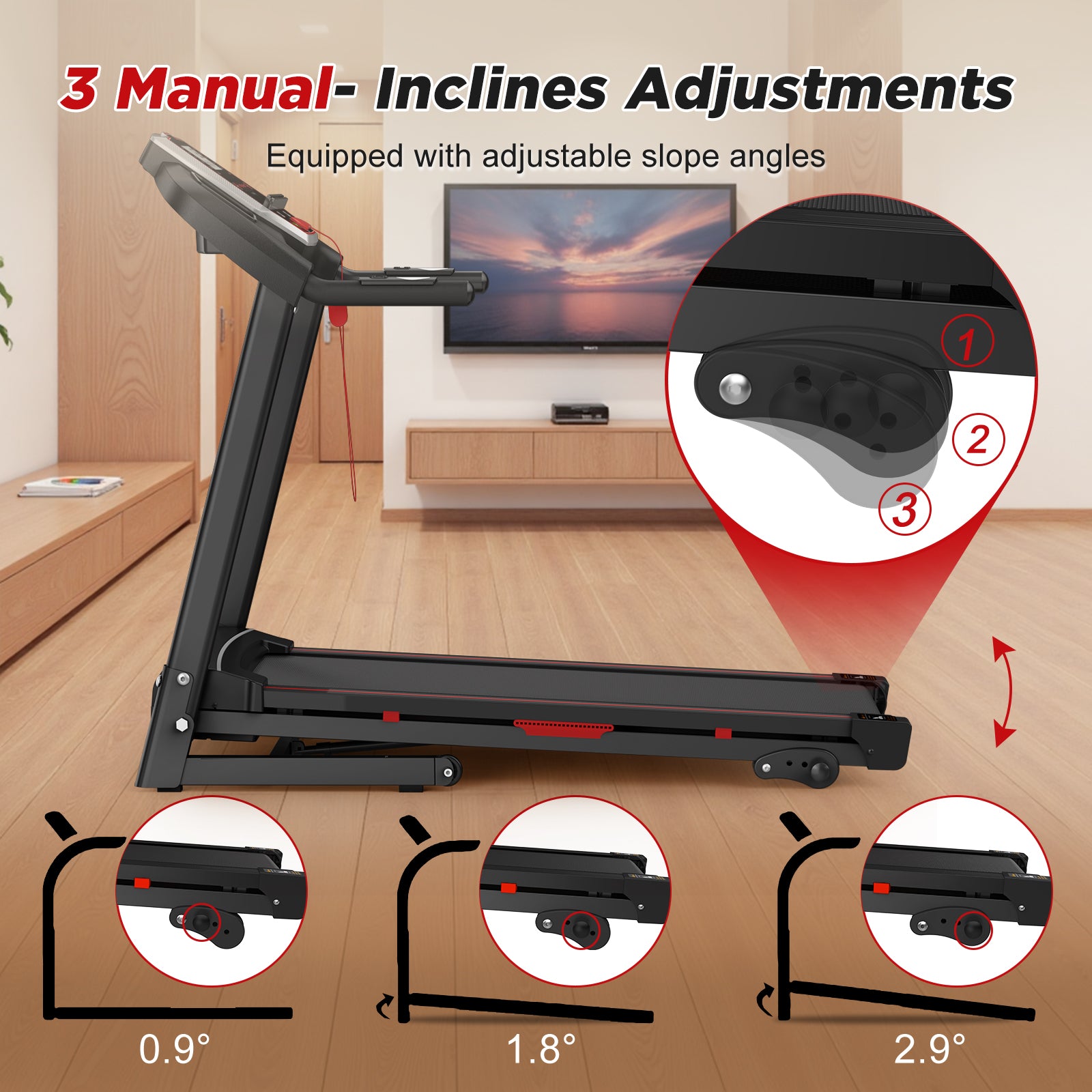 Folding Treadmills For Home - 3.5HP Portable Foldable With Incline, Electric Treadmill For Running Walking Jogging Exercise With 12 Preset Programs,