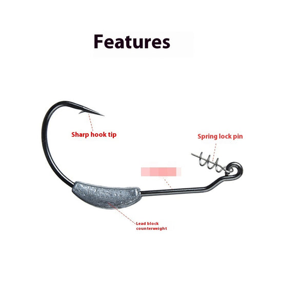 Bare Ribbon Lead Wide Curved Hook For Fake Bait