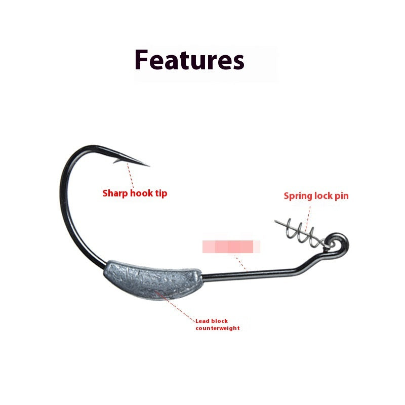 Bare Ribbon Lead Wide Curved Hook For Fake Bait