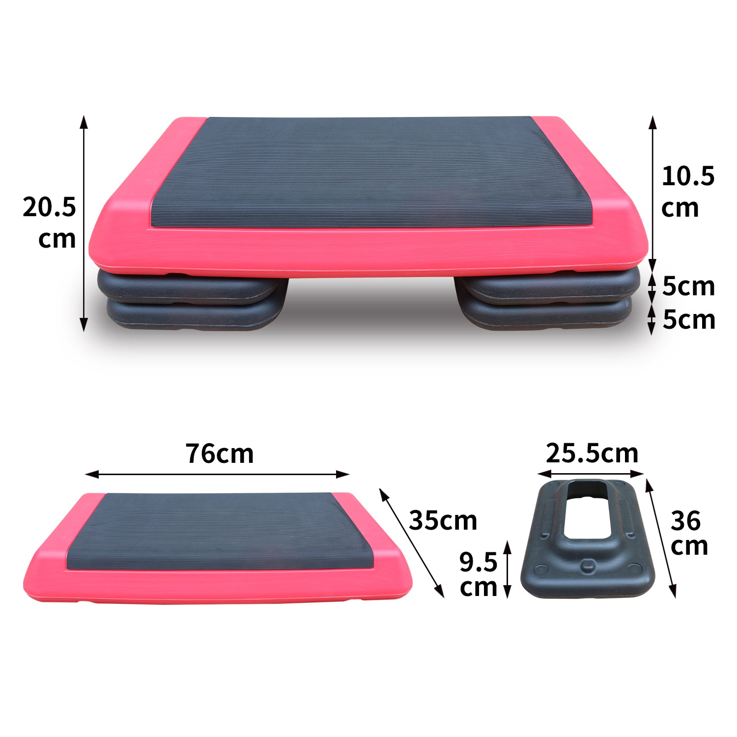 Adjustable Workout Aerobic Stepper, Step Platform Trainer With 4 Risers