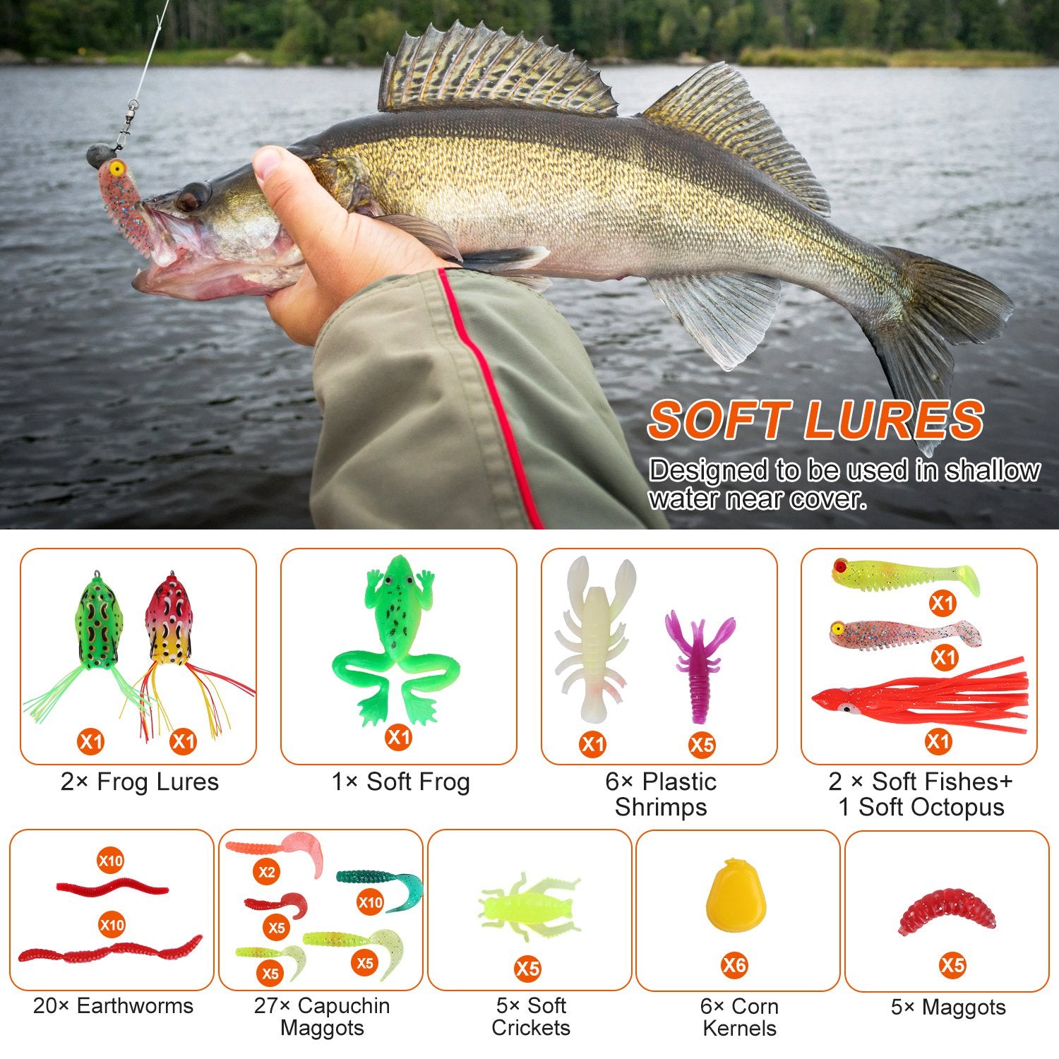 375Pcs Fishing Baits And Tackle Box Saltwater Freshwater Fishing Lures Kit