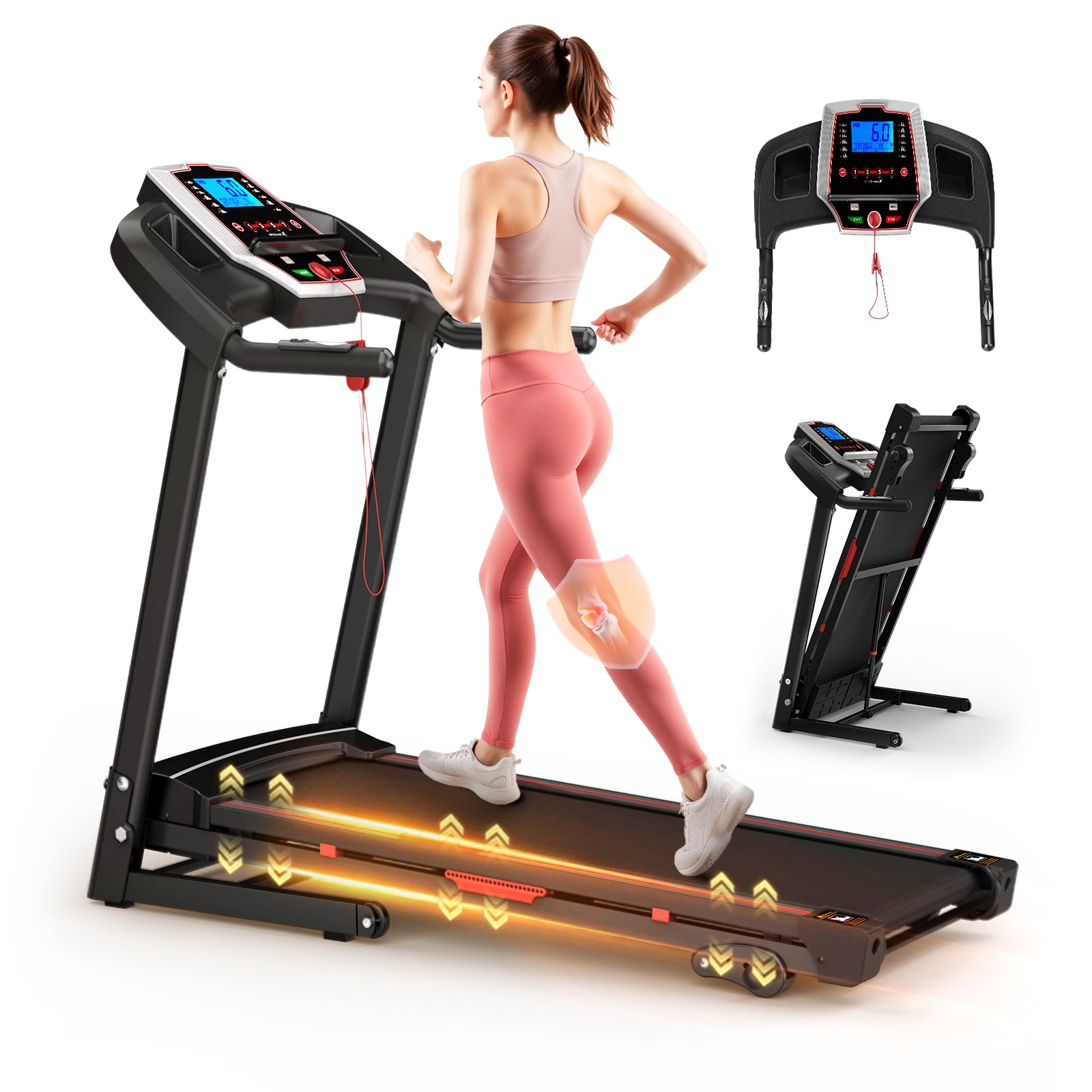 Folding Treadmills For Home - 3.5HP Portable Foldable With Incline, Electric Treadmill For Running Walking Jogging Exercise With 12 Preset Programs,