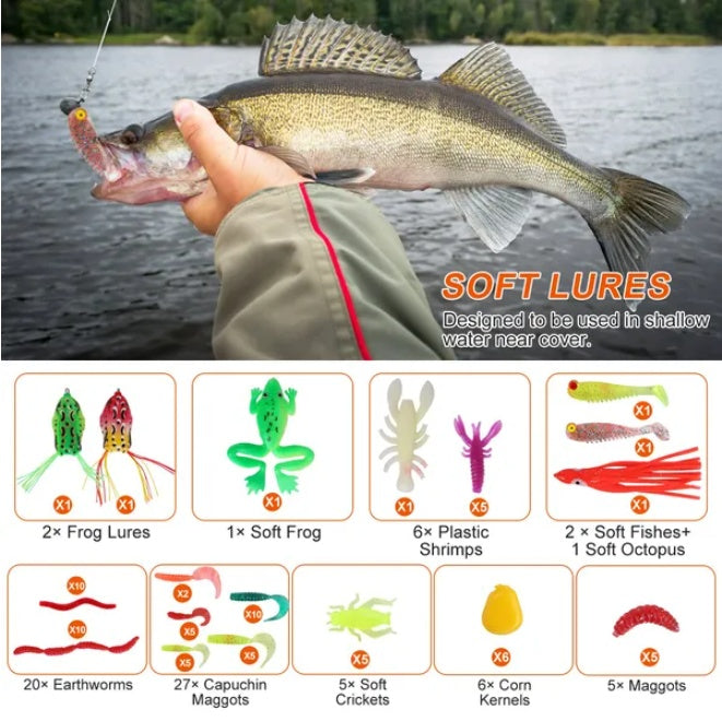 375 pc Fishing Bait And Tackle Box