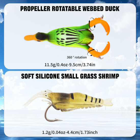 25-piece Set Multi-section Fish Topwater Propeller Bait Realistic Duck Bait Frog Accessory Set For Bass Freshwater Fishing
