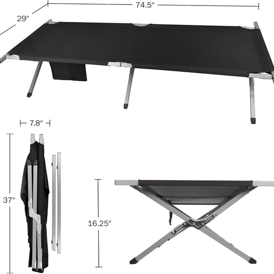 Marching Bed Outdoor Camping Bed, Foldable Lightweight Bed, Portable Camping Bed With Portable Bag, Suitable For Adult Hiking And Hunting Trips Black