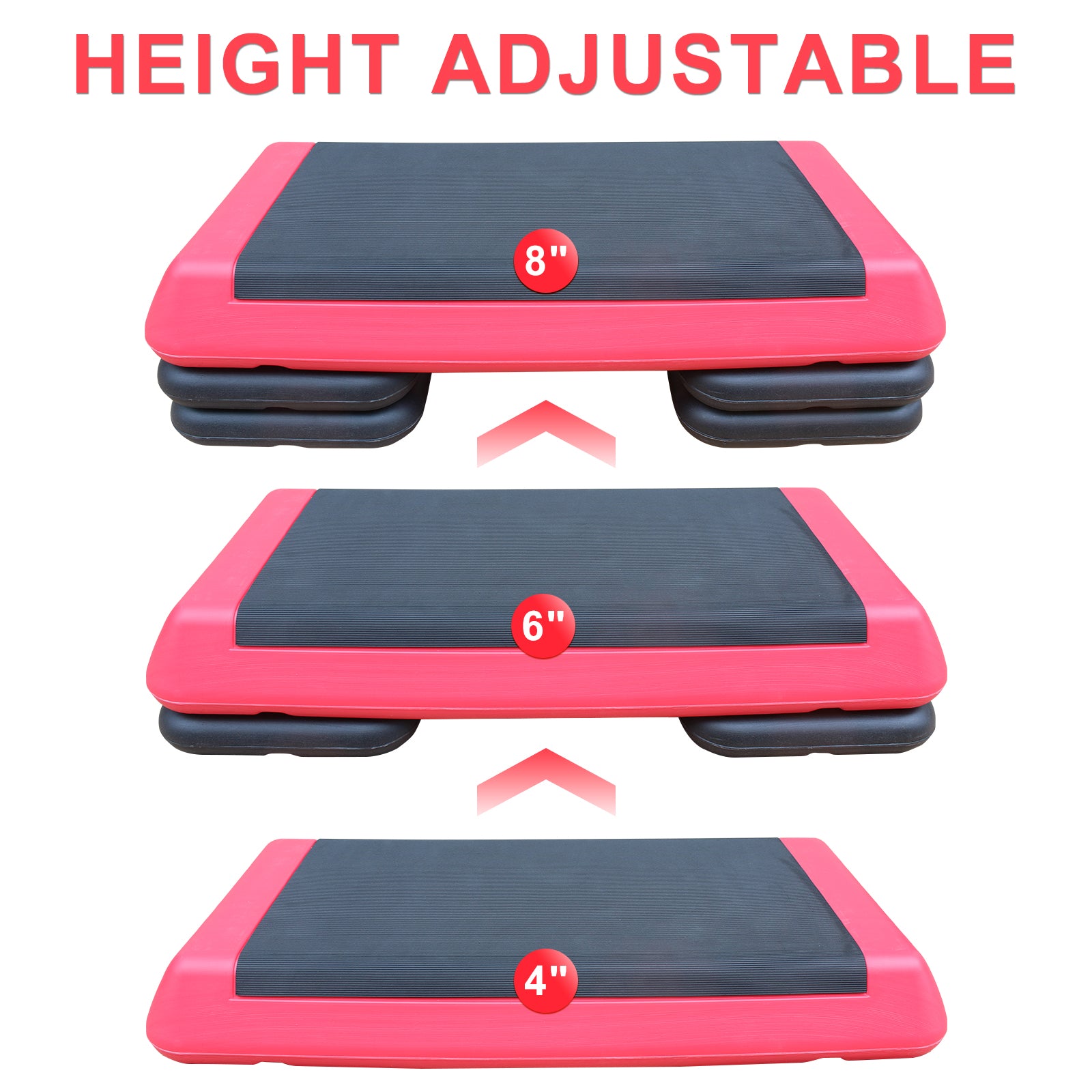 Adjustable Workout Aerobic Stepper, Step Platform Trainer With 4 Risers