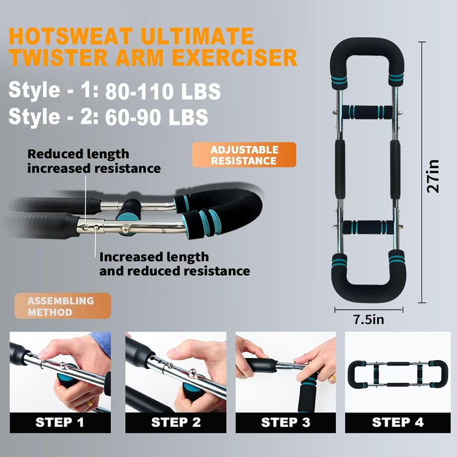 U-shaped Hand Chest Expander, Wrist, Bicep Exercise Fitness