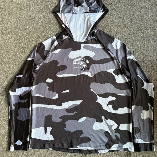 Hoodie Face Mask Neck Cover Shirt, Summer Long Sleeve Sun Protection, Hunting, Fishing Gear, Beach Tops, Climbing