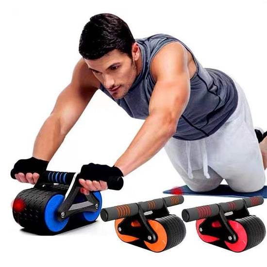 Double Wheel Abdominal Exerciser Automatic Rebound Ab Wheel