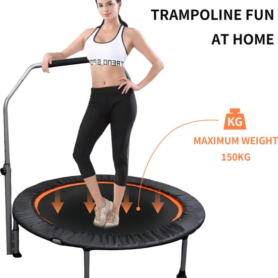 Folding Mini Fitness Trampoline With Adjustable Handles For Adults, Suitable For Indoor And Outdoor Exercise