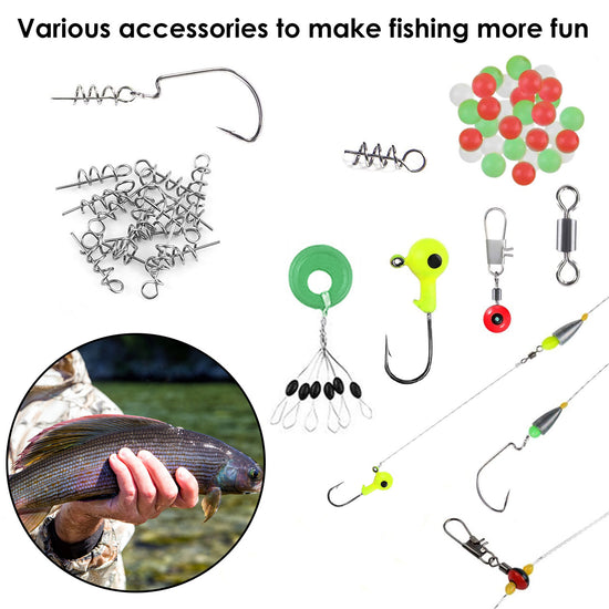 188Pcs Fishing Accessory Kit Portable Fishing Set Including Jig Hooks Sinker Weights Spoon Lure Removable Split Shot With Tackle Box