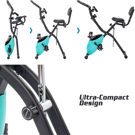 Folding Exercise Bike, Upright Recumbent X-Bike Adjustable Resistance
