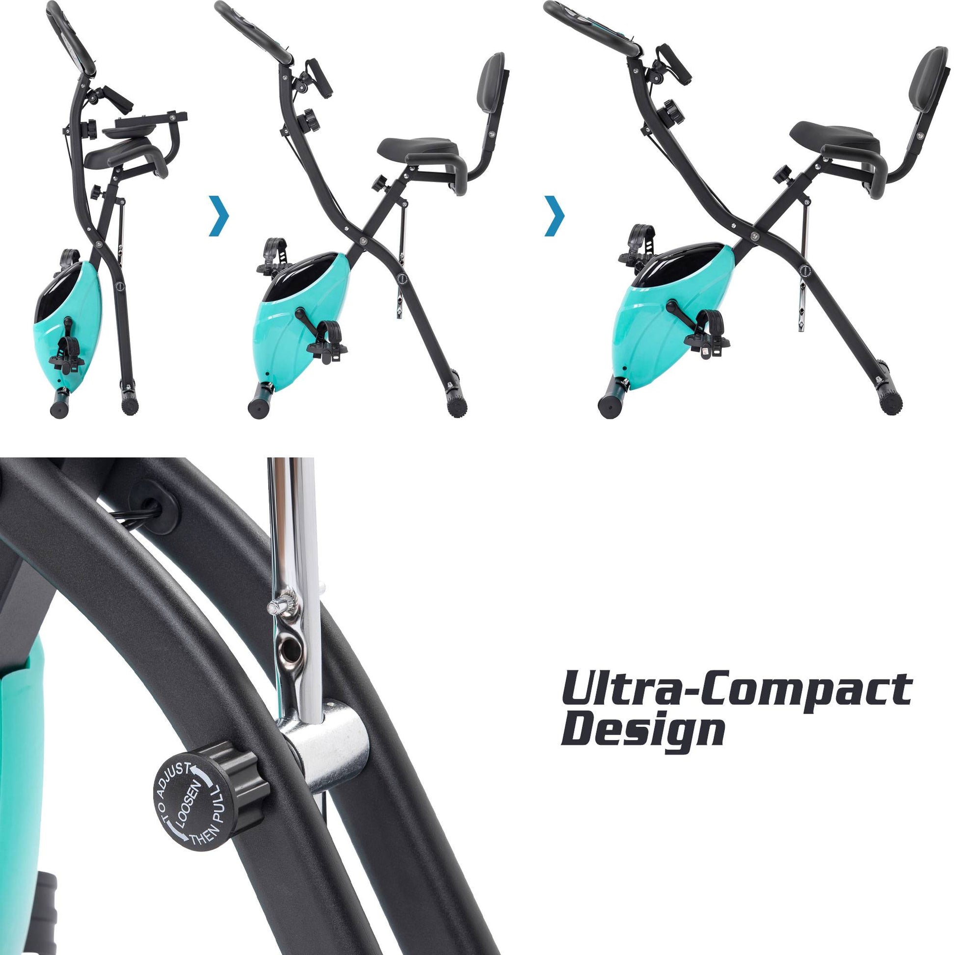 Folding Exercise Bike, Upright Recumbent X-Bike Adjustable Resistance