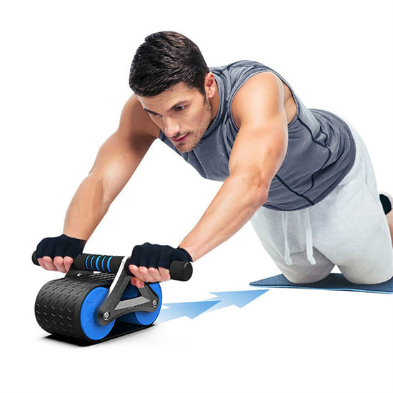 Double Wheel Abdominal Exerciser Automatic Rebound Ab Wheel