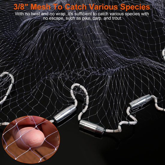 1Pc 2 Size Options 6FT 8FT Radius Fishing Cast Net Bait Trap Easy Throw Heavy Duty Hand Cast Net With Chain Sinker Bottom Spread