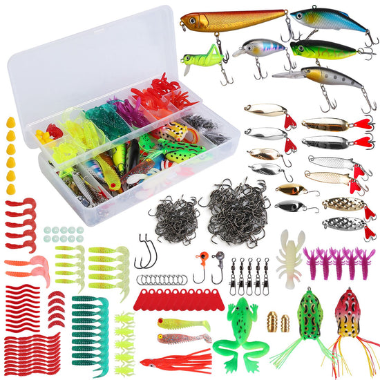 375Pcs Fishing Baits And Tackle Box Saltwater Freshwater Fishing Lures Kit