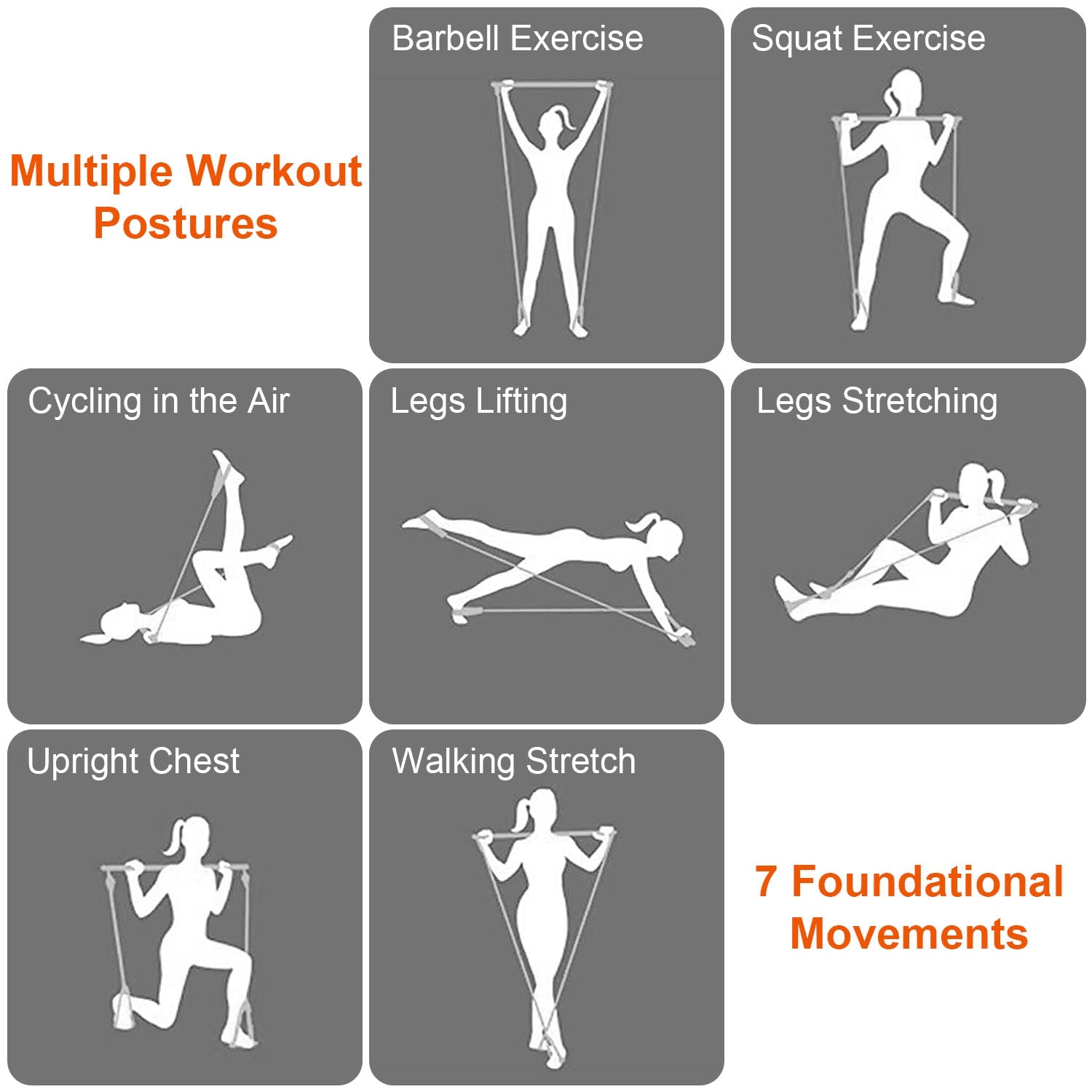 100LBS OR 180LBS Band Options - 1Pc Pilates Bar Kit Multifunctional Pilates Yoga Toning Bar Full Body Exercise Equipment Set