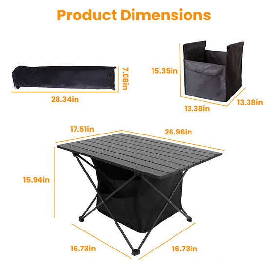 1Pc Foldable Camping Table With Storage Basket Rustproof Portable Aluminum Alloy Roll-Up Camping Table With Carrying Bag For Camping Hiking BBQ Picnic Fishing