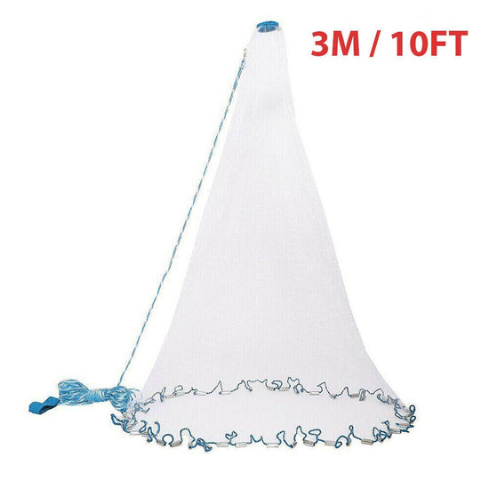 Fishing Cast Net Easy Throw Hand Cast Strong Nylon Mesh