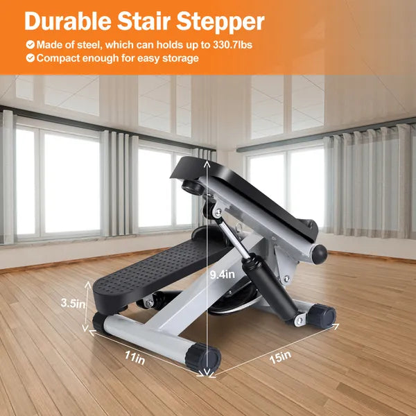 Mini Fitness Stepper With 2 Resistance Bands LCD Monitor Max 330.7LBS