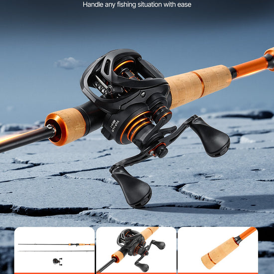 Rod And Fishing Reel Combo, IM7 Carbon Fiber Baitcasting Rod And Reel Combo, Bass Fishing Pole With 6+1 BB System, 7.0:1 Gear Ratio, Cork Handle, Stainless Steel Guides With Ceramic Rings