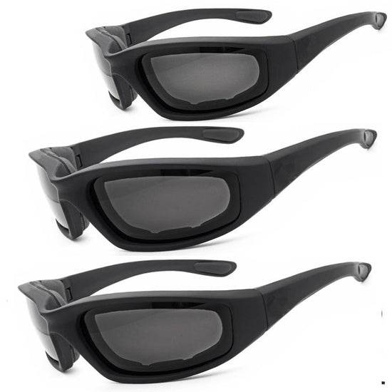 Cycling Sunglasses Chopper Outdoor Sports Glasses UV400 Protection For Fishing Driving Glasses Windproof Gray Lens 3 Pack