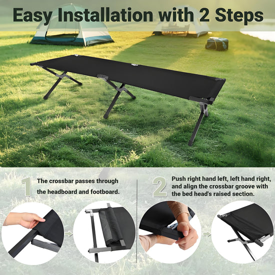 Marching Bed Outdoor Camping Bed, Foldable Lightweight Bed, Portable Camping Bed With Portable Bag, Suitable For Adult Hiking And Hunting Trips Black