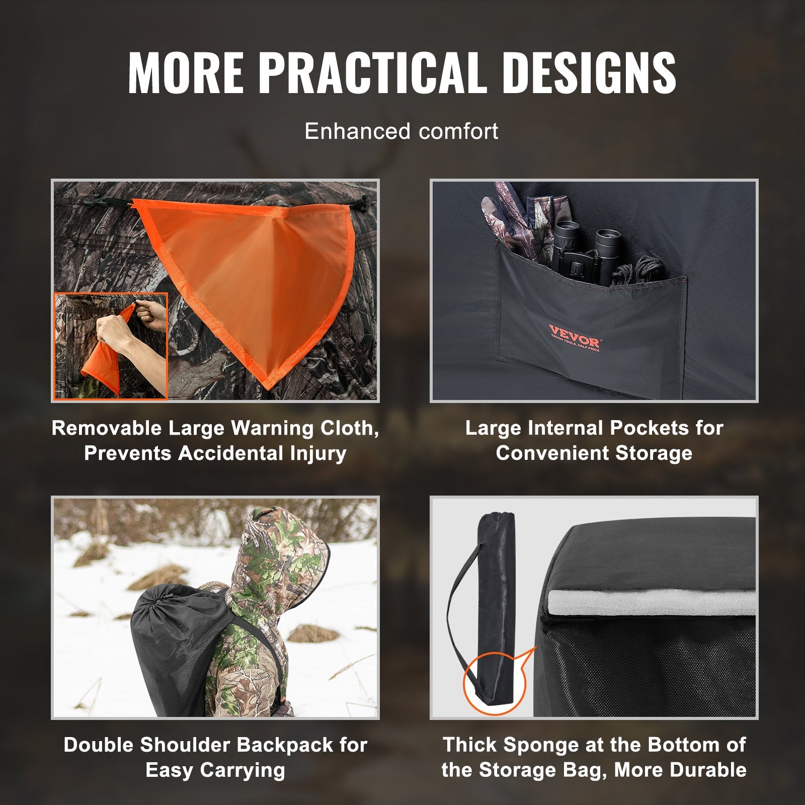Hunting Blind, 270° See Through Ground Blind, 2-3 Person Pop Up Deer Blind For Hunting With Carrying Bag, Portable Resilient Hunting Tent, One-Way See-Through Mesh For Turkey And Deer Hunting